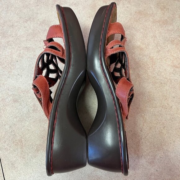 Naot Leather Adjustable Heeled Sandals in Rust - Picture 4 of 12